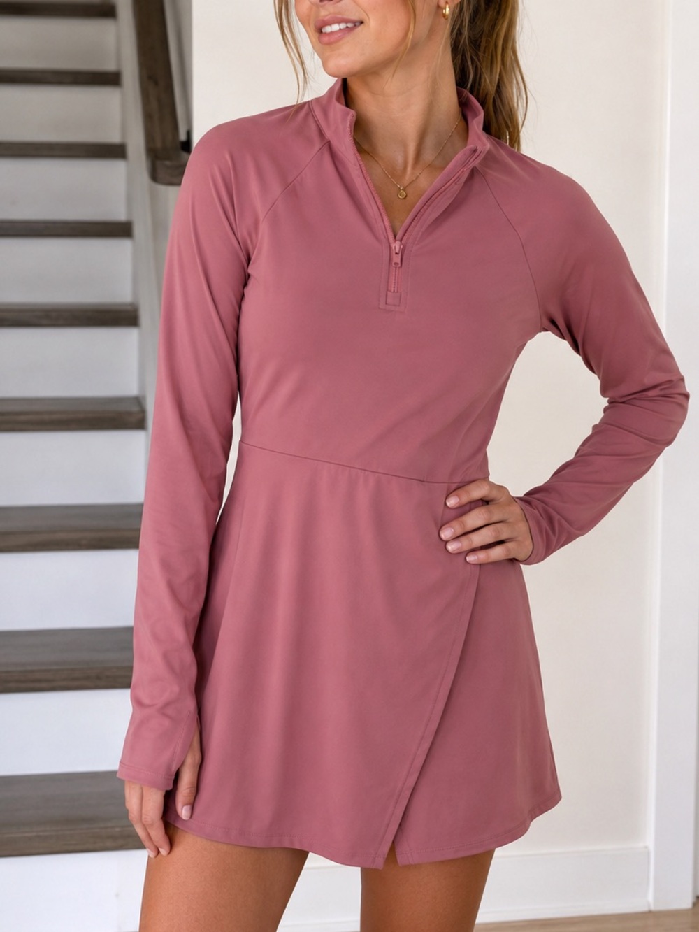 Pink Long-Sleeve Athletic Dress [Size Medium]